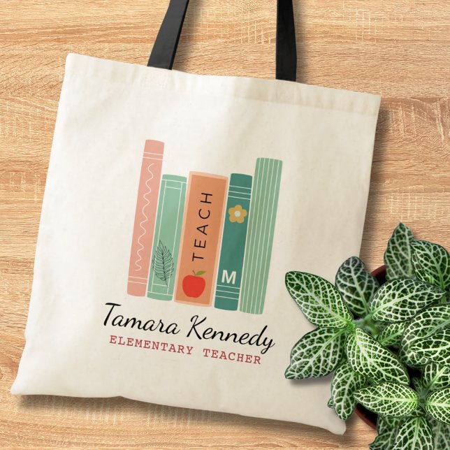 Bolso De Tela Regreso a la escuela Pastel Books Nombre del profe (Subido por el creador)
