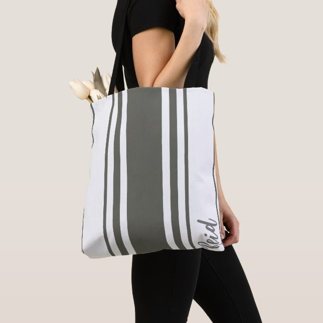 Bolso De Tela Reid Minimalista Stripes Monograma (Detalle)