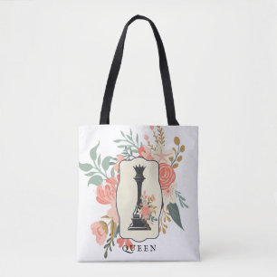 Bolso De Tela Reina   Chess Lover   Ajedrez floral