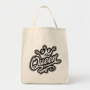 Bolso De Tela Reina con corona, diseño de tipografía