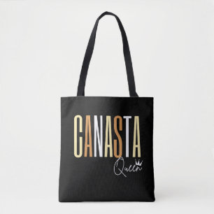 Bolso De Tela Reina de canasta en letras marrones