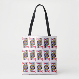 Bolso De Tela Reina de corazones jugando cartas