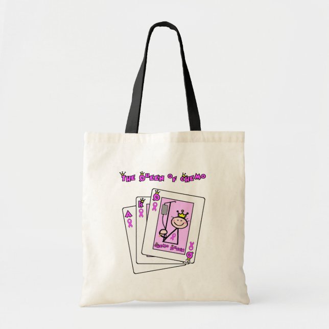 Bolso De Tela Reina de la quimioterapia - Cinta rosa del cáncer  (Frente)