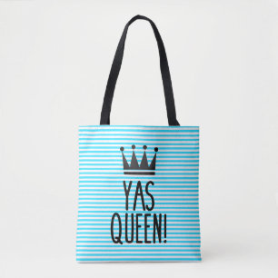 Bolso De Tela ¡Reina de Yas! Tote azul y blanco del modelo