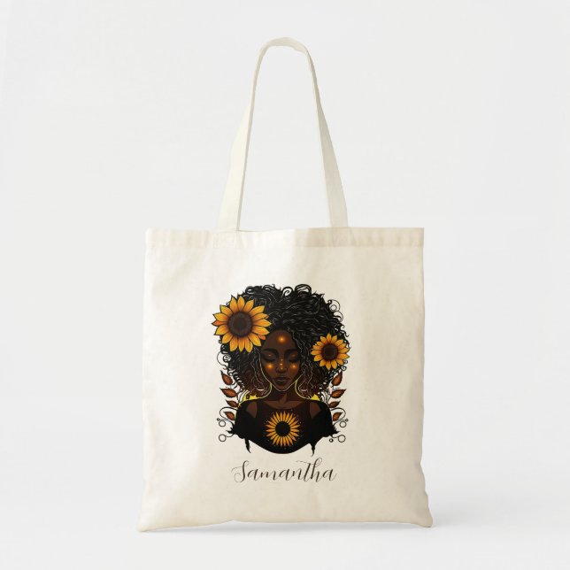 Bolso De Tela Reina del girasol mujer africana (Frente)