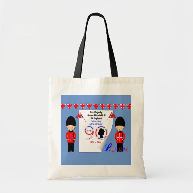 Bolso De Tela Reina Isabel II De Inglaterra Cumpleaños 90 (Frente)
