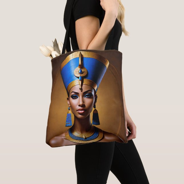 Bolso De Tela "Reina Nefertiti", bella antigua reina africana (Detalle)