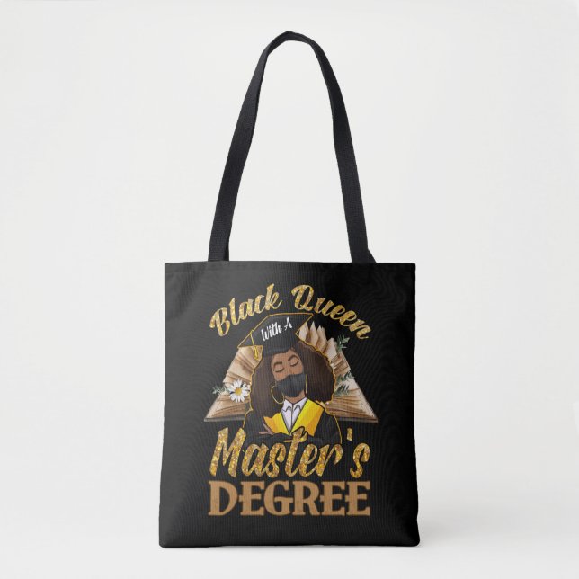 Bolso De Tela Reina Negra Con Graduación De Máster (Anverso)