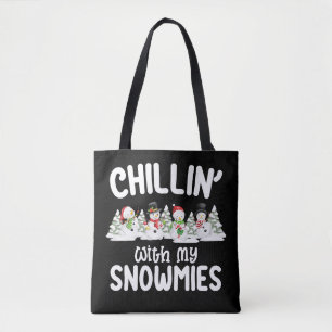 Bolso De Tela Relajándome con mis muñecos de nieve Navidad