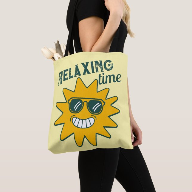 Bolso De Tela Relajante tiempo sol sonriente con gafas de sol (Detalle)
