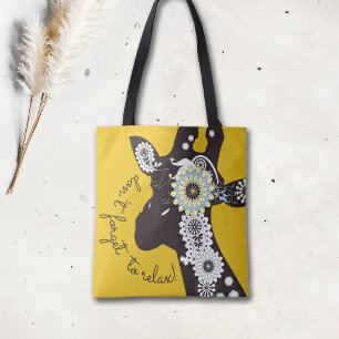 Bolso De Tela Relájate - Jirafa Divertida Funky Amarilla