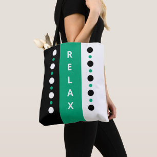 Bolso De Tela Relájate los puntos rayas blanco negro y verde