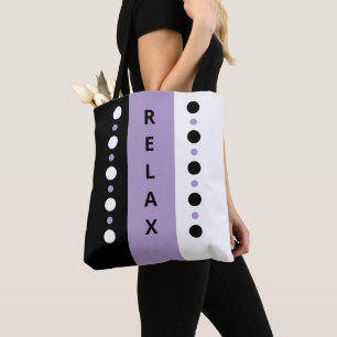 Bolso De Tela Relájate los puntos rayas blanco negro y violeta