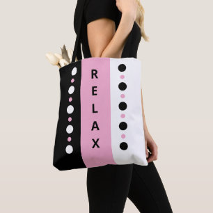 Bolso De Tela Relájese con los puntos rayas blanco negro y rosa