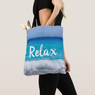 Bolso De Tela Relájese en la playa tropical turquesa azul océa