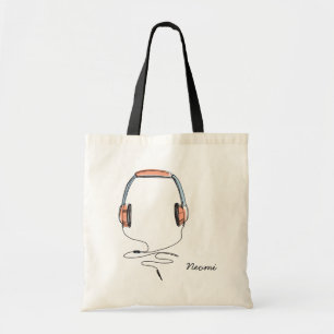 Bolso De Tela Relájese y escuche los auriculares de música Tote