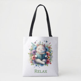 Bolso De Tela “Relax” cat reading tote bag