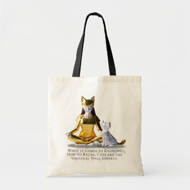 Bolso De Tela Relieve metalizado dorado Origami Yoga Meditación  (Frente)