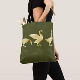 Bolso De Tela Relieve metalizado dorado personalizado Geese Sage