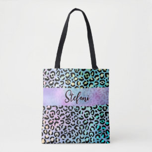 Bolso De Tela Relieve metalizado irlandés Rainbow Leopard Purple