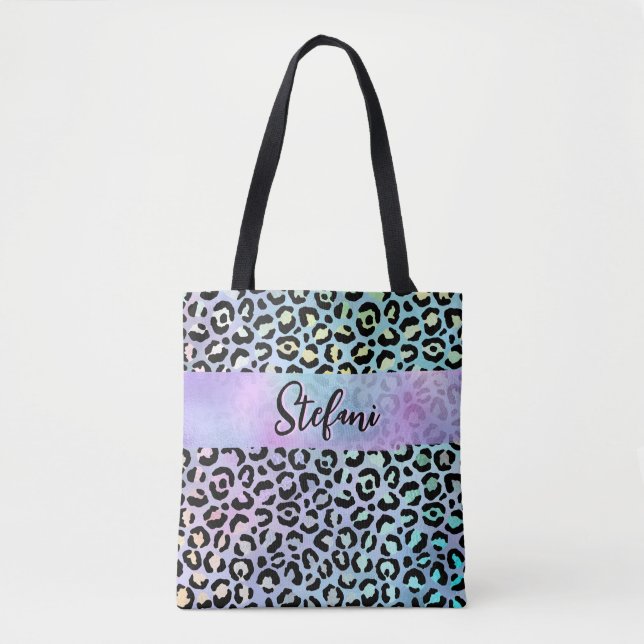 Bolso De Tela Relieve metalizado irlandés Rainbow Leopard Purple (Anverso)