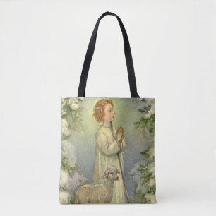 Bolso De Tela Religión Vintage, Cristo el Buen Pastor
