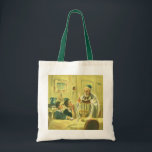 Bolso De Tela Religión vintage, judaísmo, iluminar la menorah<br><div class="desc">Imagen de judaica religiosa de ilustracion de época con un rabino encendiendo velas en una Menora durante Hanukkah con dos niños mirando.</div>
