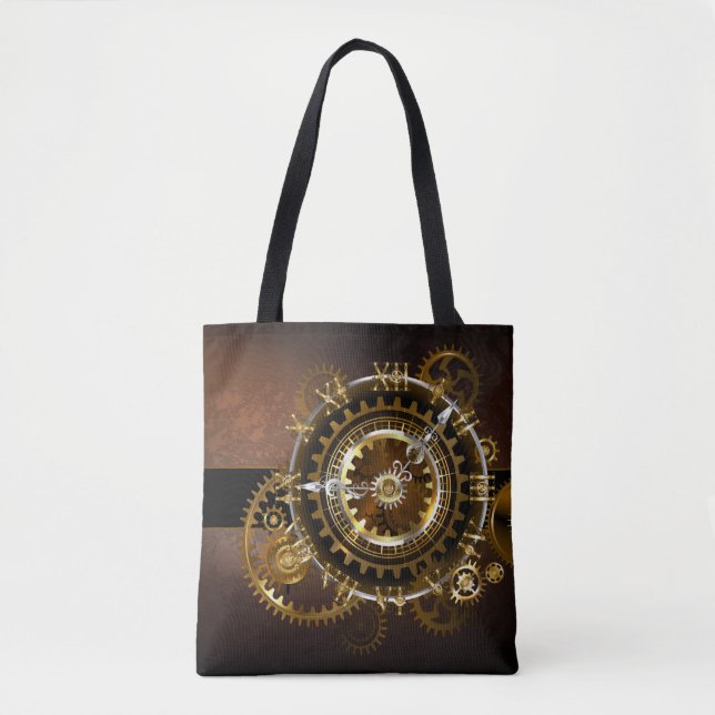 Bolso De Tela Reloj de vapor con engranajes antiguos (Anverso)