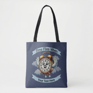 Bolso De Tela Reloj de vuelo personalizable "El tiempo vuela cua