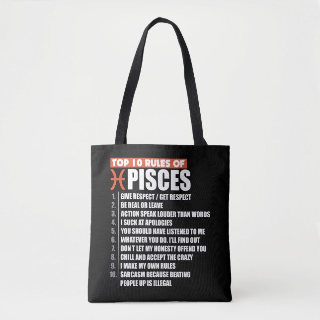 Bolso De Tela Remate 10 reglas de horóscopo del regalo del (Anverso)