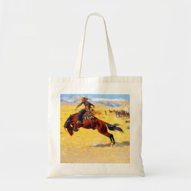 Bolso De Tela Remington Old West Horse y Cowboy (Frente)