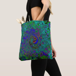 Bolso De Tela Remolino abstracto retro azul y aguamarina