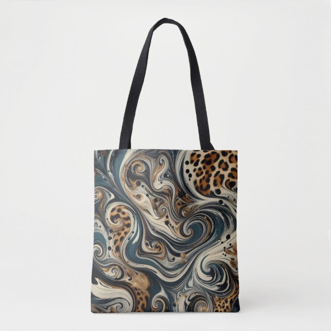 Bolso De Tela Remolino de estampado de leopardo abstracto (Anverso)