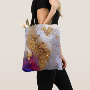 Bolso De Tela Remolino de mármol blanco con oro líquido