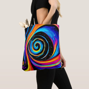 Bolso De Tela Remolino de vórtice cósmico en tonos neón