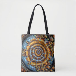 Bolso De Tela remolino fractal azul y dorado