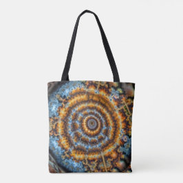 Bolso De Tela remolino fractal azul y dorado
