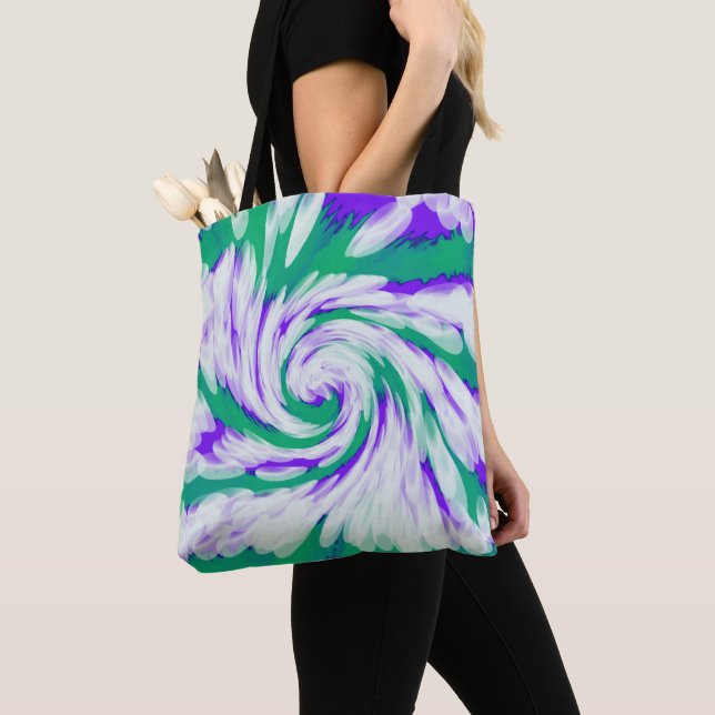 Bolso De Tela Remolino púrpura verde del teñido anudado (Detalle)