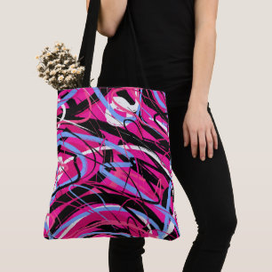 Bolso De Tela Remolinos abstractos en rosa y negro