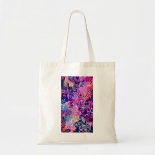 Bolso De Tela Remolinos de neón Arte abstracto Rosa y Psiquedé