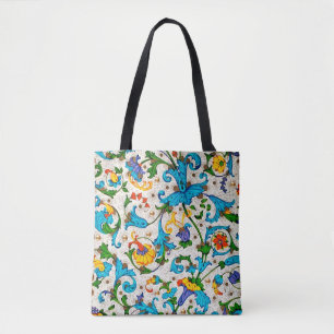BOLSO DE TELA REMOLINOS FLORALES AZULES DE LA RENACENCIA FLORENT