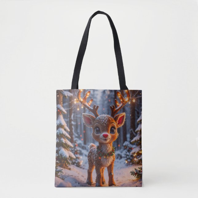 Bolso De Tela Reno Bebé En Bosque De Nieve (Anverso)
