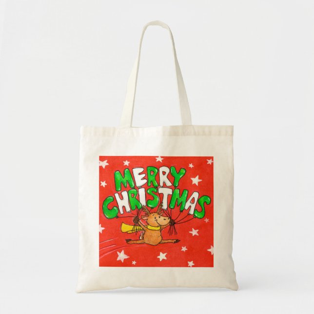 Bolso De Tela Reno de Navidad Alegre (Frente)