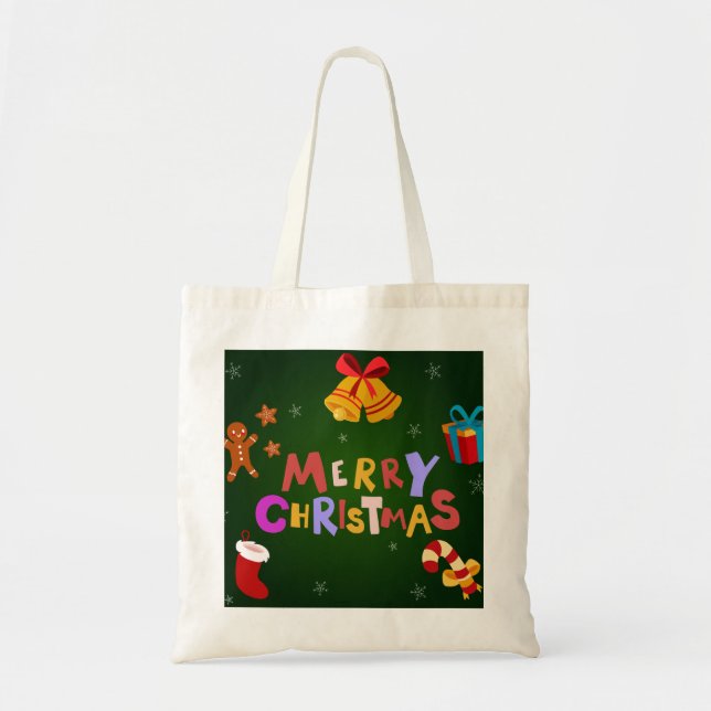 Bolso De Tela Reno de Navidad decorativo y personalizado (Frente)