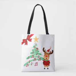 Bolso De Tela Reno musical y árbol de Navidad de dos lados