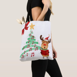 Bolso De Tela Reno musical y árbol de Navidad de dos lados