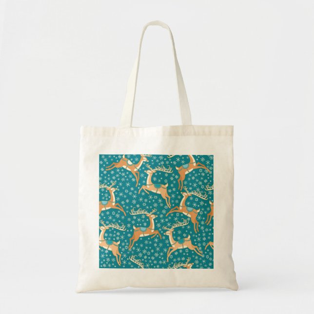 Bolso De Tela Reno navidad: Vintage Seamless Pattern. (Frente)