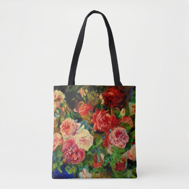 Bolso De Tela Renoir - Rosas, pintura famosa, (Anverso)