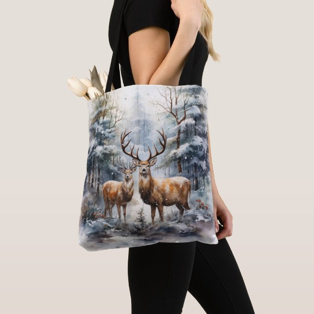 Bolso De Tela Renos en invierno Maravilla (Detalle)