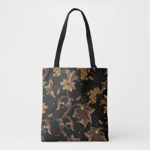 Bolso De Tela Rentabilidad del bordado racentista dorado floral 